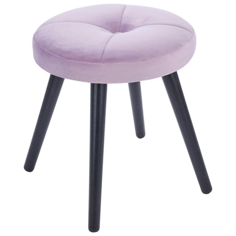 Hocker Textil Rosa Sitz Gepolstert H: 42 Cm Rund