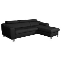 Ecksofa Aspen Lederlook Schwarz 242x176 cm