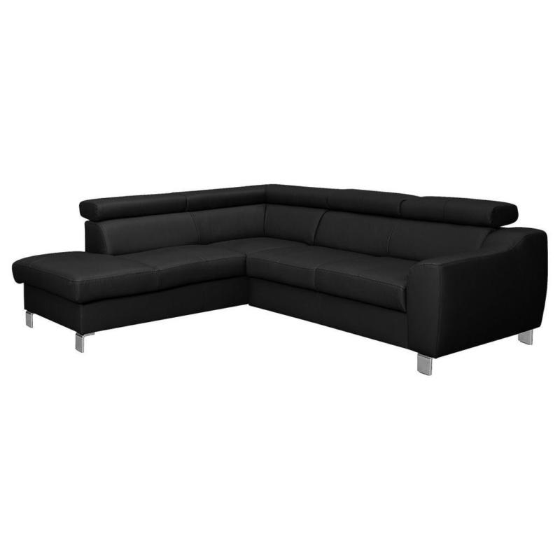 Ecksofa Aspen mit Bettkasten Lederlook Schwarz 208x245 cm