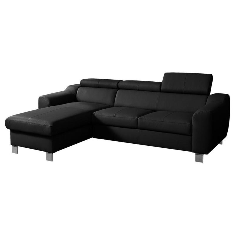 Ecksofa Aspen Lederlook Schwarz 176x242 cm