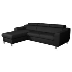 Ecksofa Aspen mit Bettkasten Lederlook Schwarz 176x242 cm