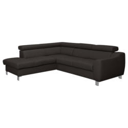 Ecksofa Aspen Lederlook Dunkelbraun 208x245 cm