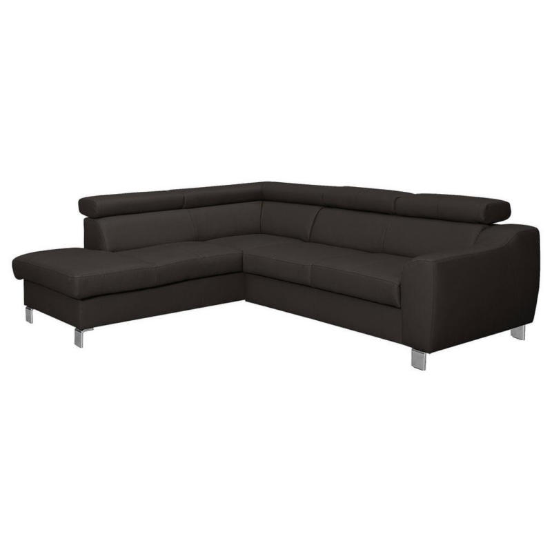 Ecksofa Aspen Lederlook Dunkelbraun 208x245 cm