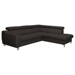 Ecksofa Aspen Lederlook Dunkelbraun 245x208 cm