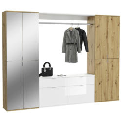 Garderobe Projekt X 3-teilig Weiß/eiche Artisan B: 243 Cm