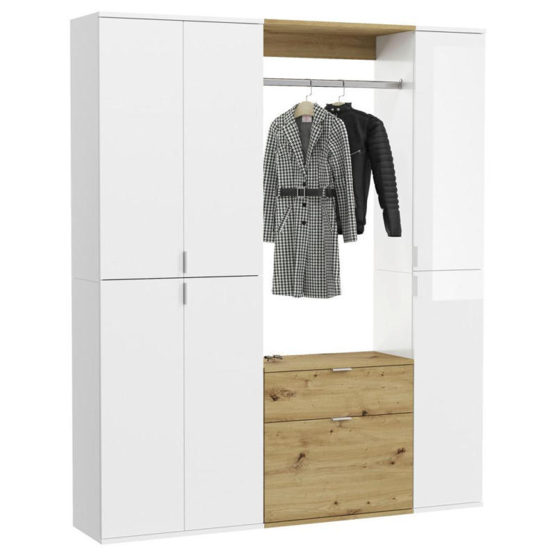 Garderobe Projekt X Eiche Artisan/weiß B: 152 Cm