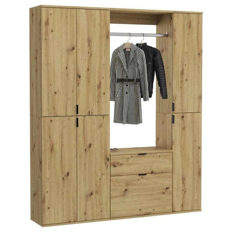 Garderobe Projekt X 3-teilig Eiche Artisan B: 152 Cm