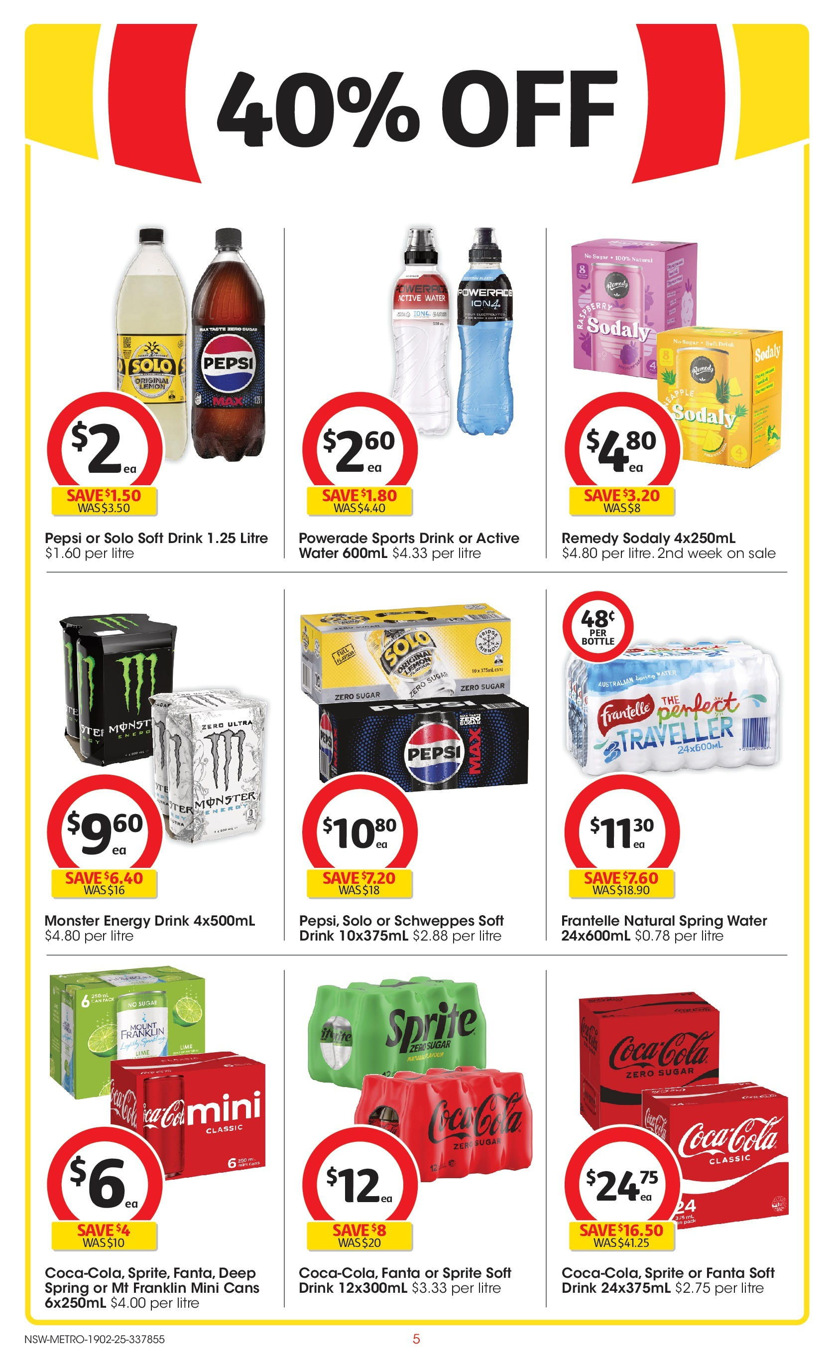 ﻿﻿Coles catalogue valid from 19/02/2025 > Online Australia | Page: 5 | Products: Energy drink, Water, Sugar, Lime