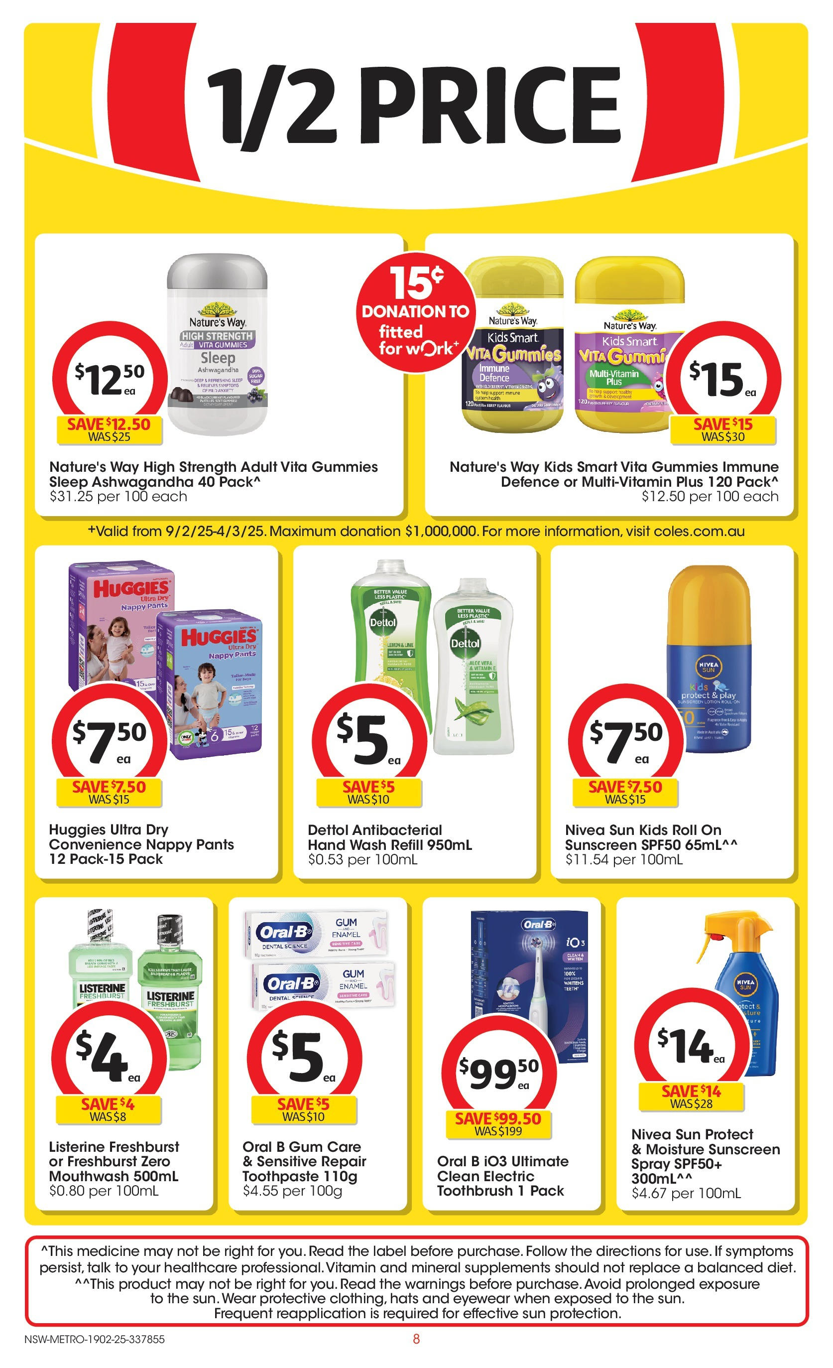 ﻿﻿Coles catalogue valid from 19/02/2025 > Online Australia | Page: 8 | Products: Sunscreen, Mouthwash, Vitamin, Hand wash