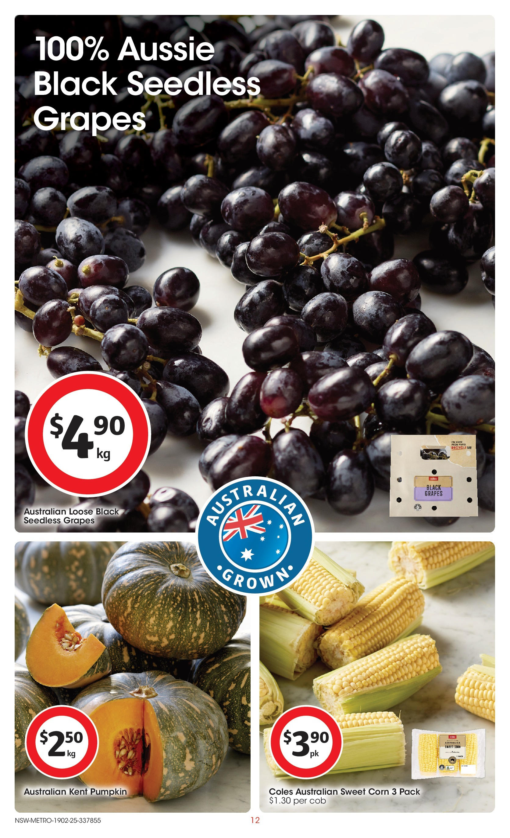 ﻿﻿Coles catalogue valid from 19/02/2025 > Online Australia | Page: 12 | Products: Pumpkin, Grapes