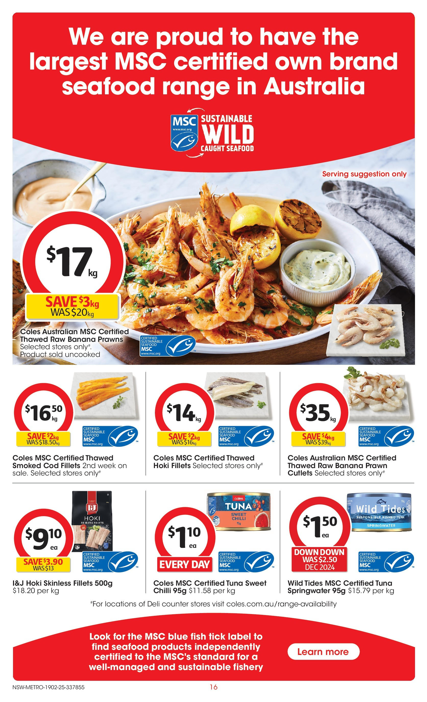 ﻿﻿Coles catalogue valid from 19/02/2025 > Online Australia | Page: 16 | Products: Fish, Sustainable, Seafood, Tuna