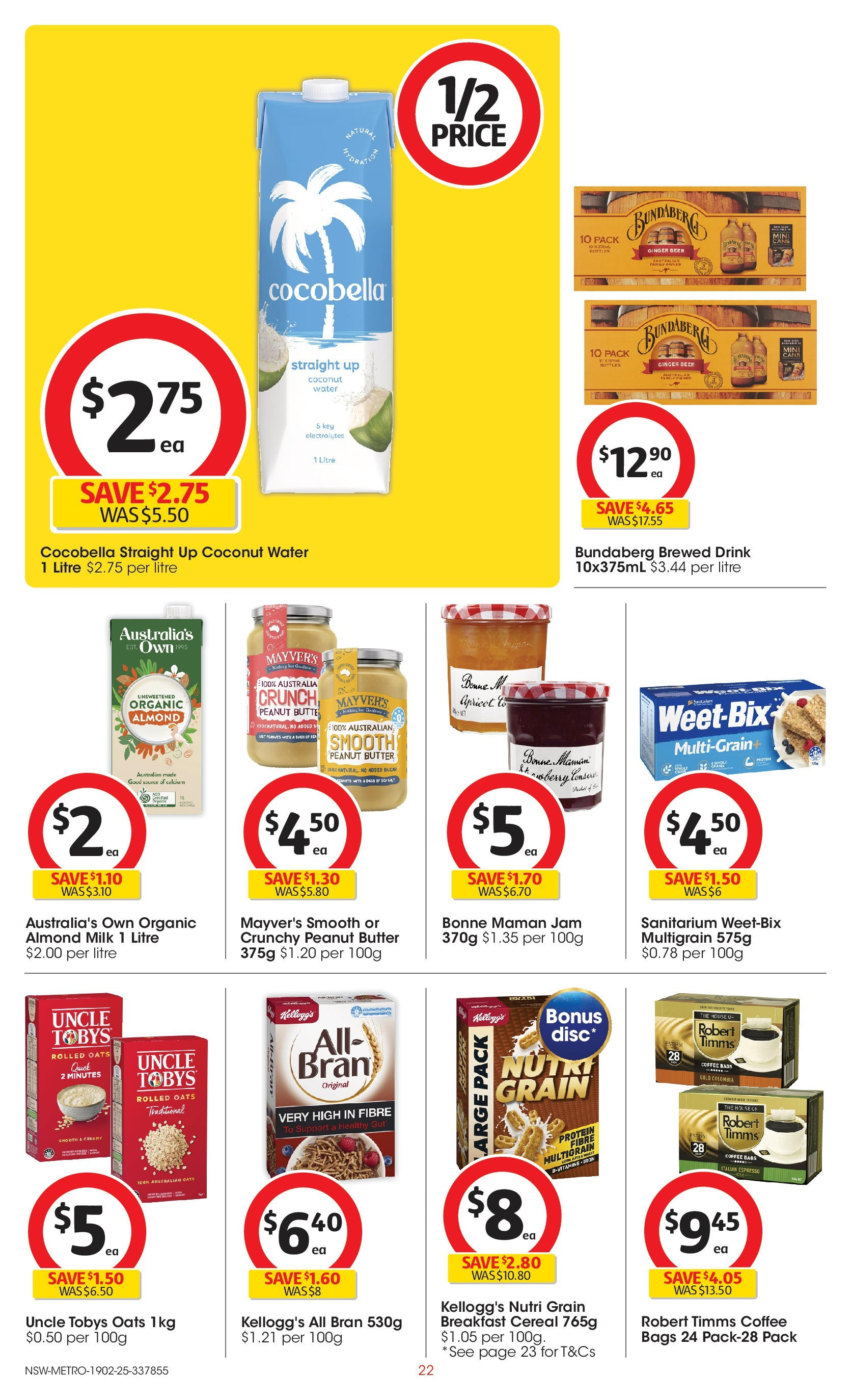 ﻿﻿Coles catalogue valid from 19/02/2025 > Online Australia | Page: 22 | Products: Milk, Butter, Cereal, Water