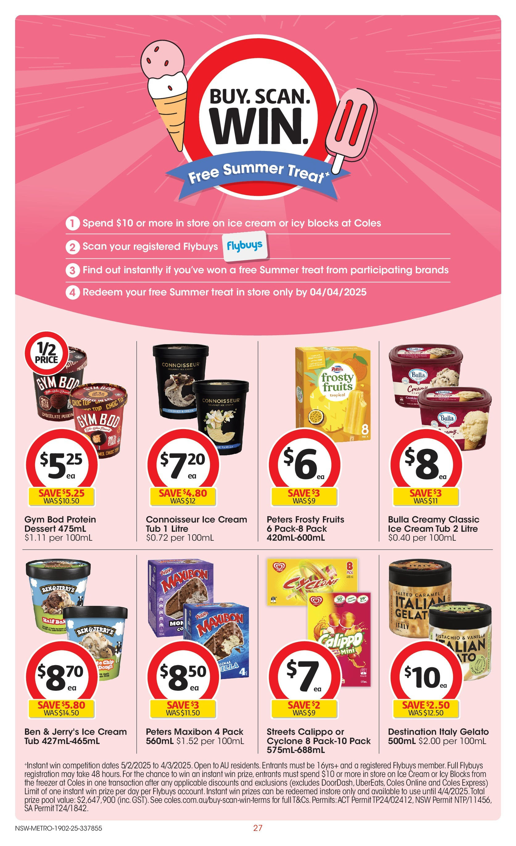 ﻿﻿Coles catalogue valid from 19/02/2025 > Online Australia | Page: 27 | Products: Chocolate, Cream, Fruits, Freezer