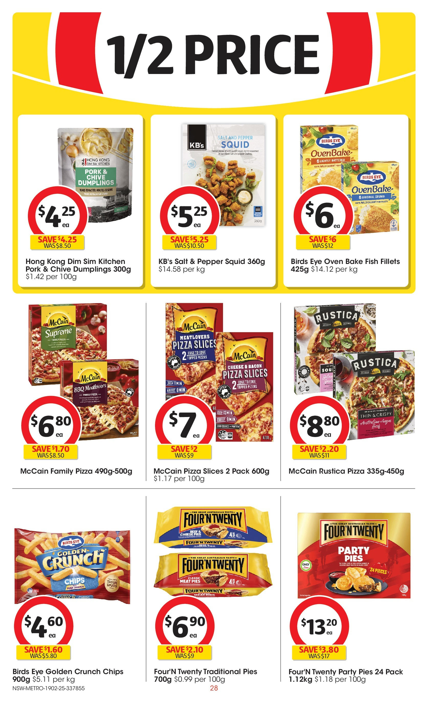 ﻿﻿Coles catalogue valid from 19/02/2025 > Online Australia | Page: 28 | Products: Pizza, Meat, Chips, Pies