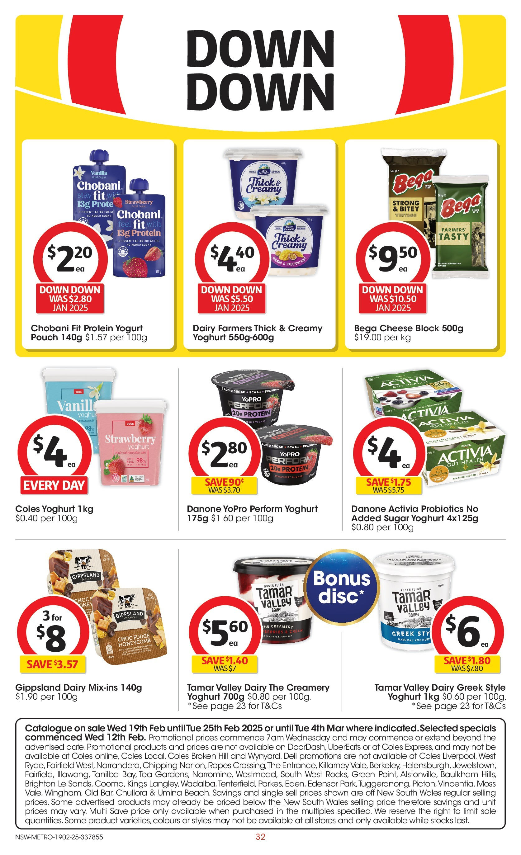 ﻿﻿Coles catalogue valid from 19/02/2025 > Online Australia | Page: 32 | Products: Dairy, Yoghurt, Cream, Sugar