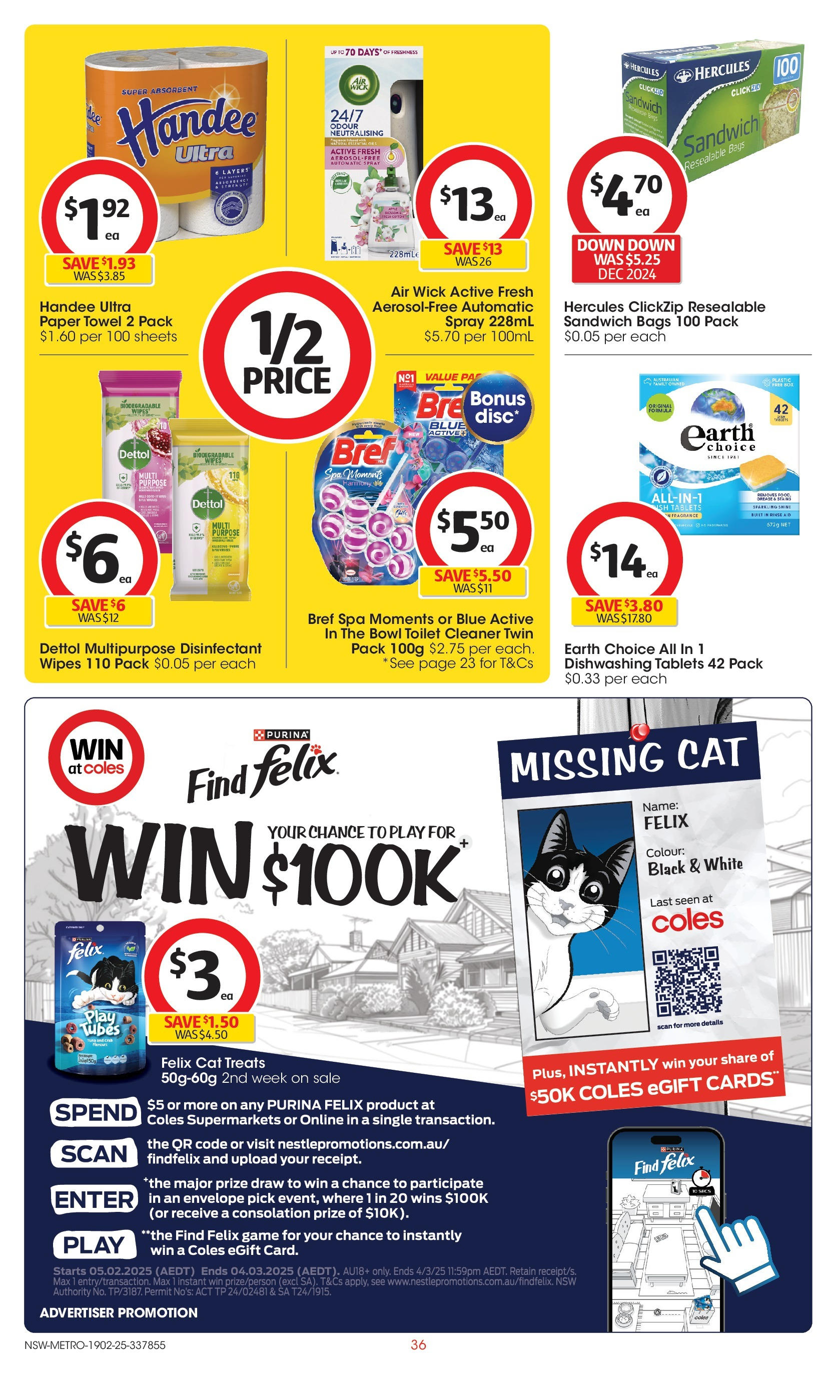 ﻿﻿Coles catalogue valid from 19/02/2025 > Online Australia | Page: 36 | Products: Crab, Cleaner, Tuna, Tablets