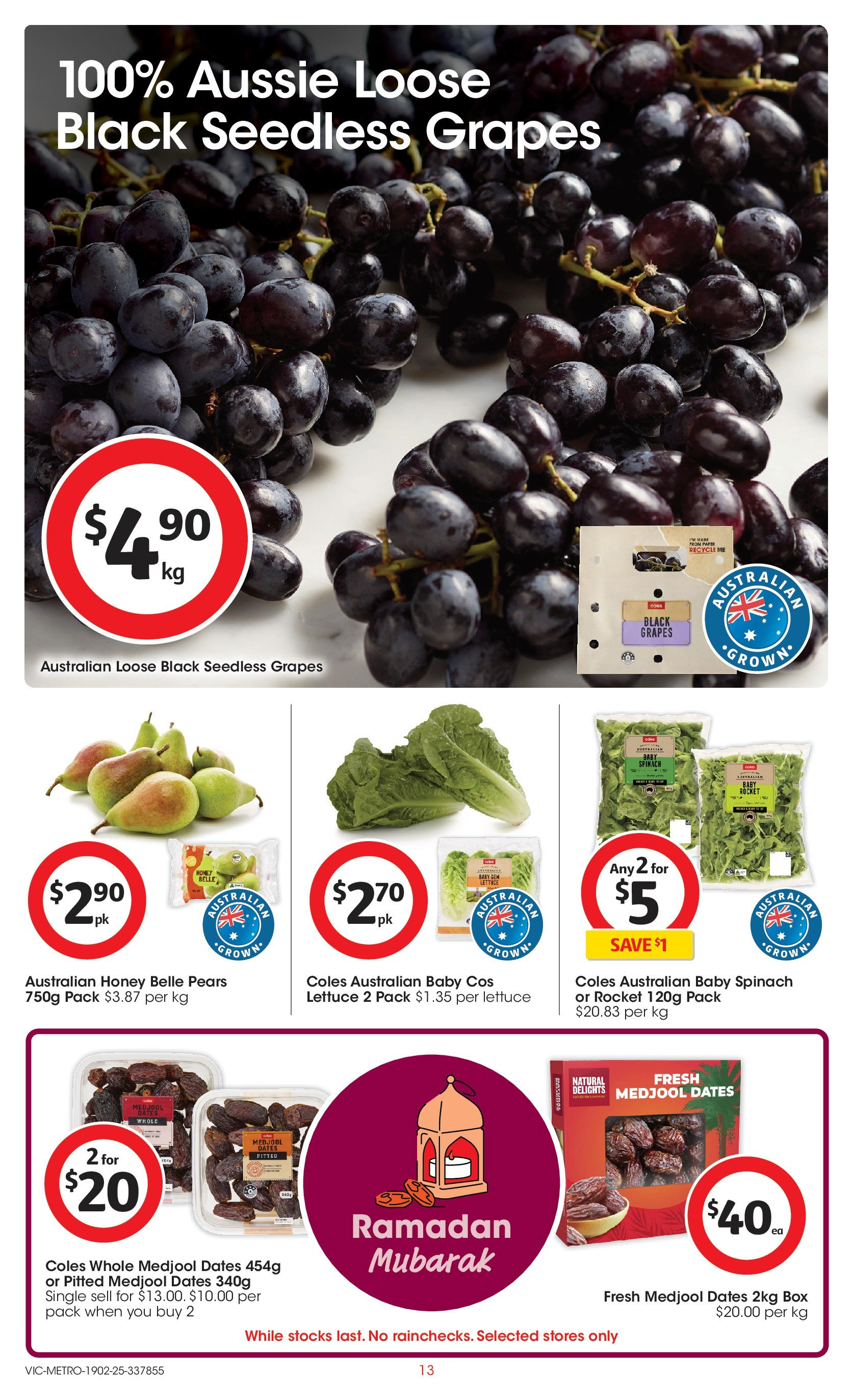 ﻿﻿Coles catalogue valid from 19/02/2025 > Online Australia | Page: 13 | Products: Honey, Lettuce, Rocket, Spinach