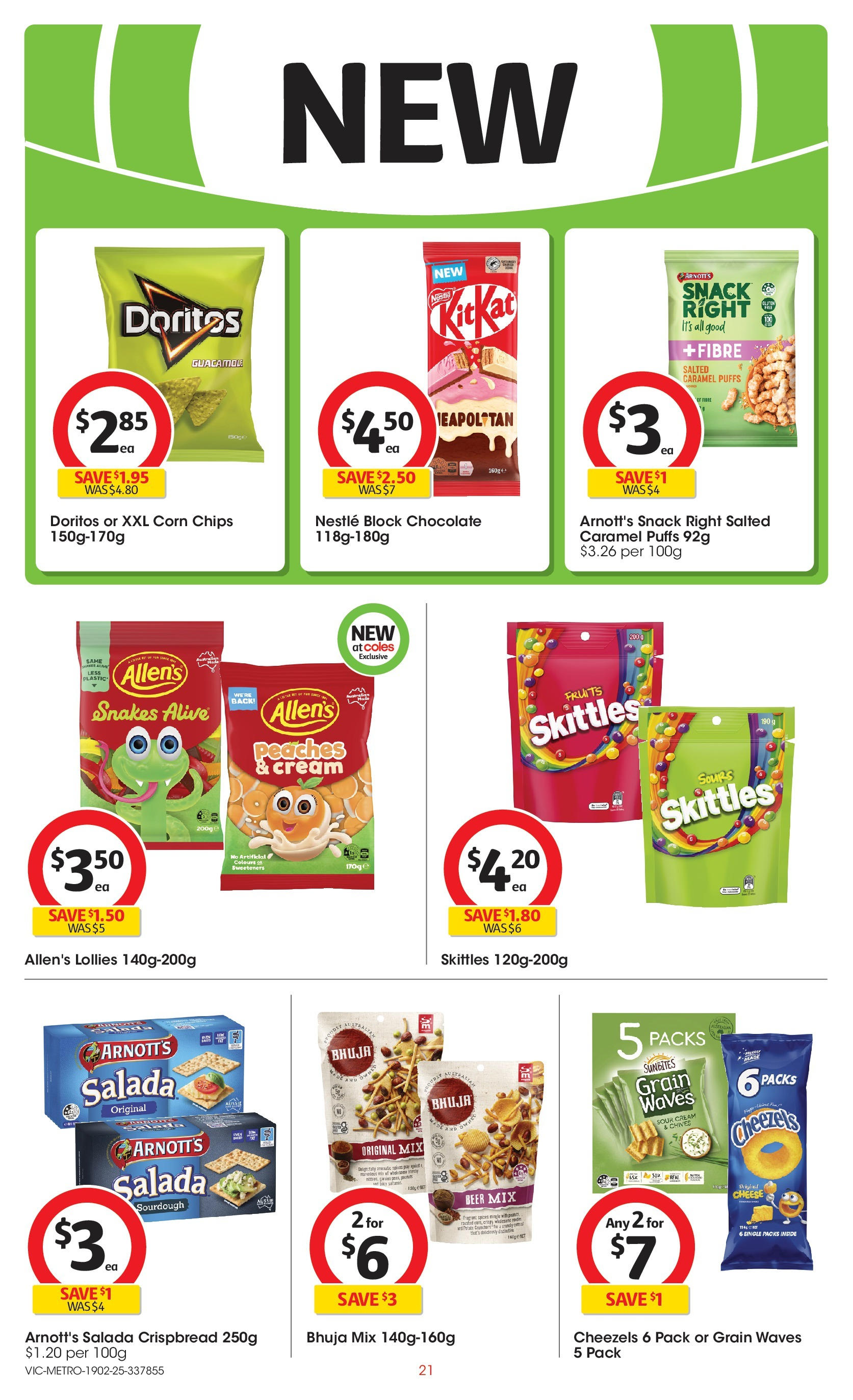 ﻿﻿Coles catalogue valid from 19/02/2025 > Online Australia | Page: 21 | Products: Cheese, Beer, Spices, Fruits