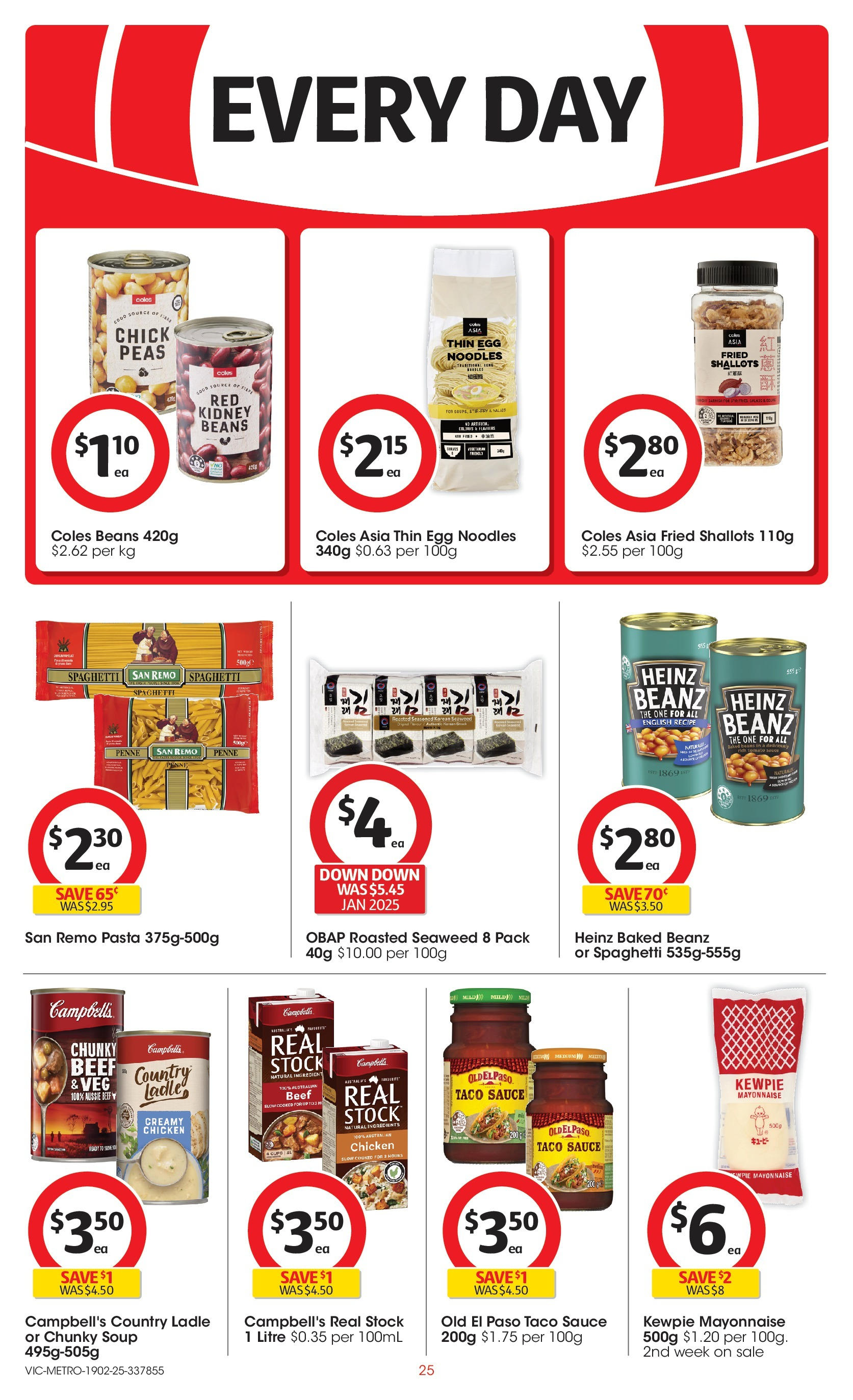 ﻿﻿Coles catalogue valid from 19/02/2025 > Online Australia | Page: 25 | Products: Noodles, Beef, Pasta, Mayonnaise