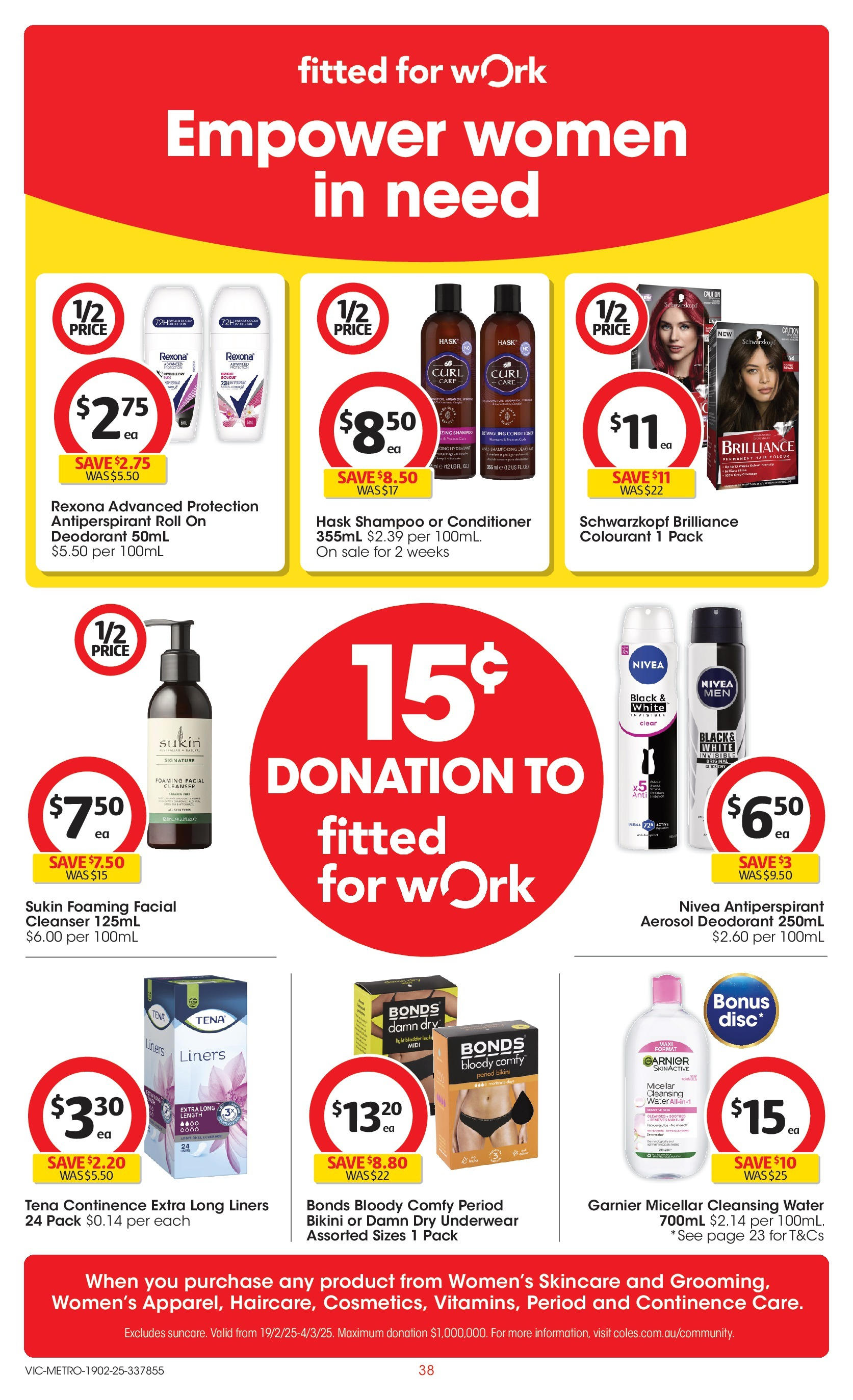 ﻿﻿Coles catalogue valid from 19/02/2025 > Online Australia | Page: 38 | Products: Light, Conditioner, Hair colour, Water