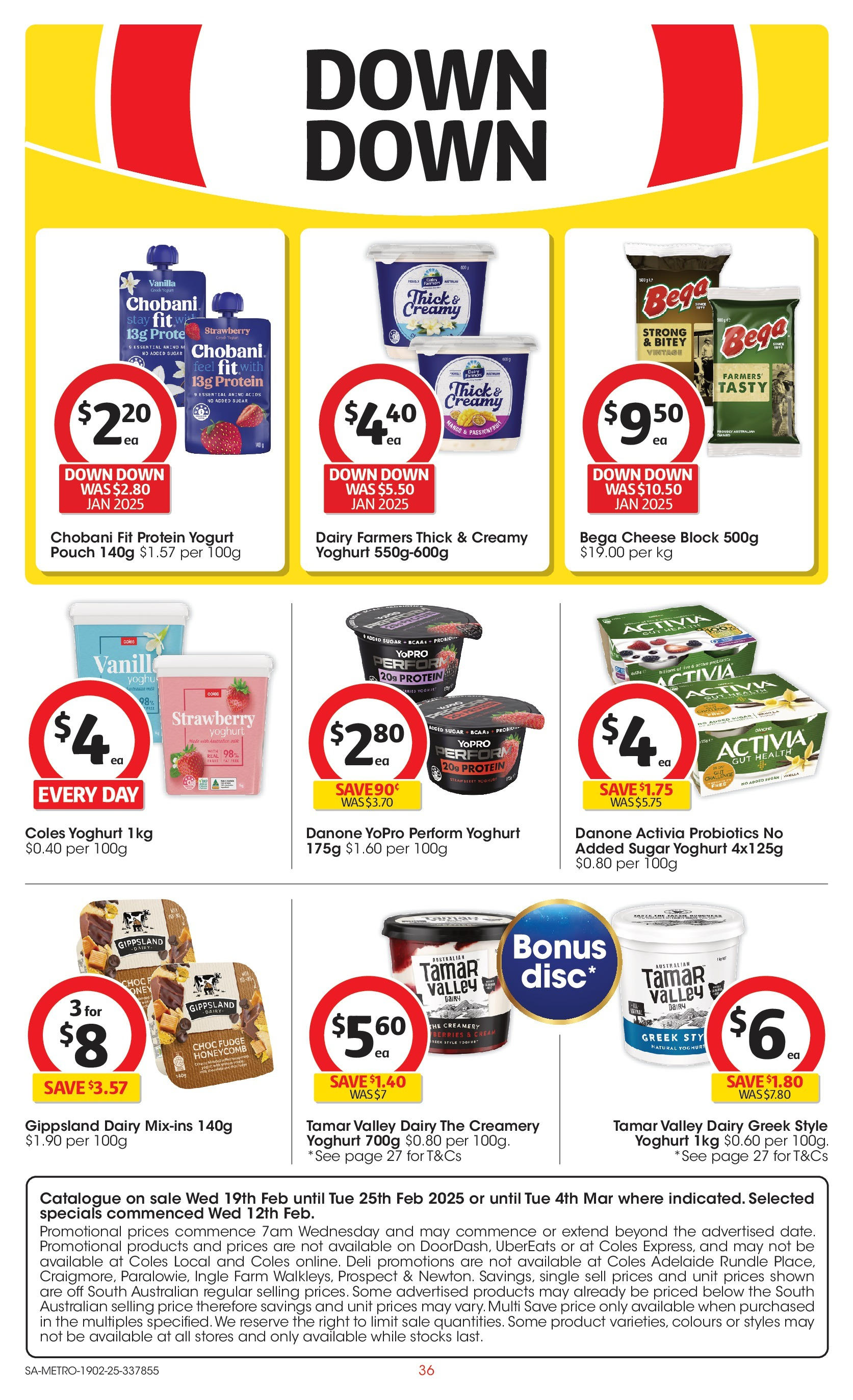 ﻿﻿Coles catalogue valid from 18/02/2025 > Online Australia | Page: 36 | Products: Dairy, Cheese, Yoghurt, Sugar