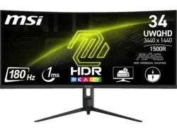 MSI MAG 342CQRDE E2 Gaming Monitor 34 Zoll, 3.440 x 1.440 Pixel UWQHD, 180Hz, 1ms, Curved, Schwarz