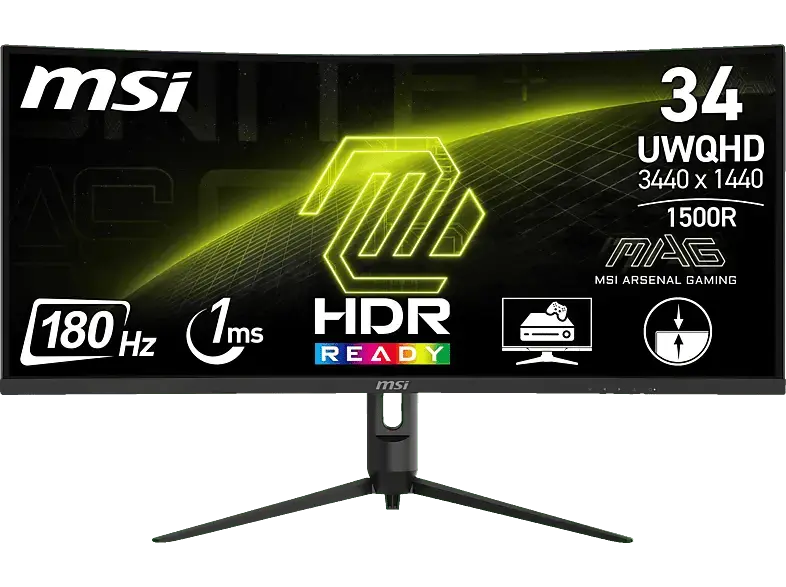 MSI MAG 342CQRDE E2 Gaming Monitor 34 Zoll, 3.440 x 1.440 Pixel UWQHD, 180Hz, 1ms, Curved, Schwarz