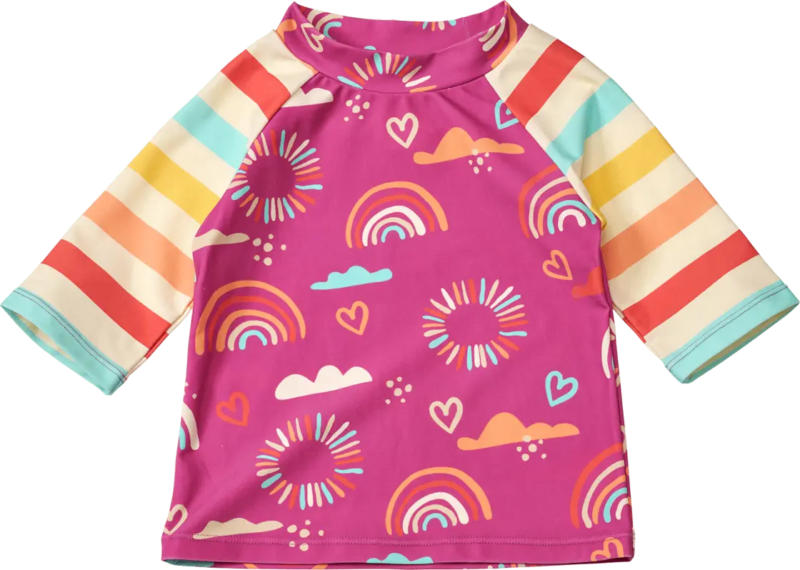 PUSBLU UV Shirt mit Regenbogen-Muster, lila + bunt, Gr. 86/92