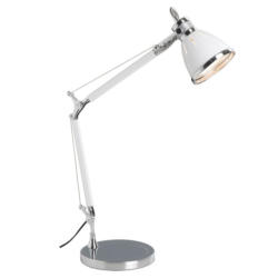 Schreibtischlampe Octavia Chromfarben/weiß Flexarm