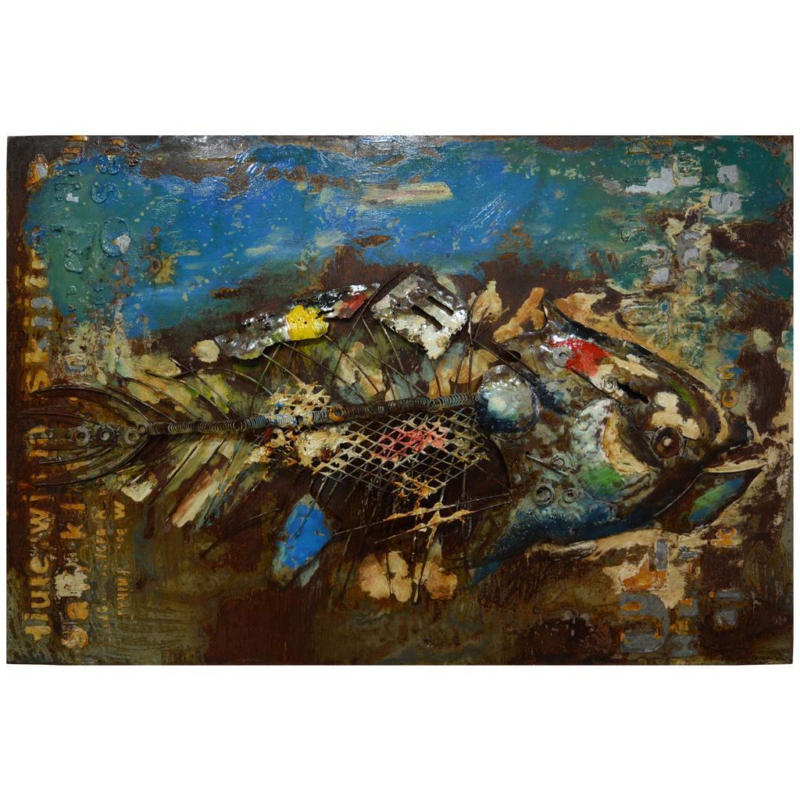 Metallbild Fisch Rostfarben, 80x120 cm