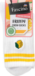 Fascino Crew Socken mit Zitronen-Stickerei weiß Gr. 35-38