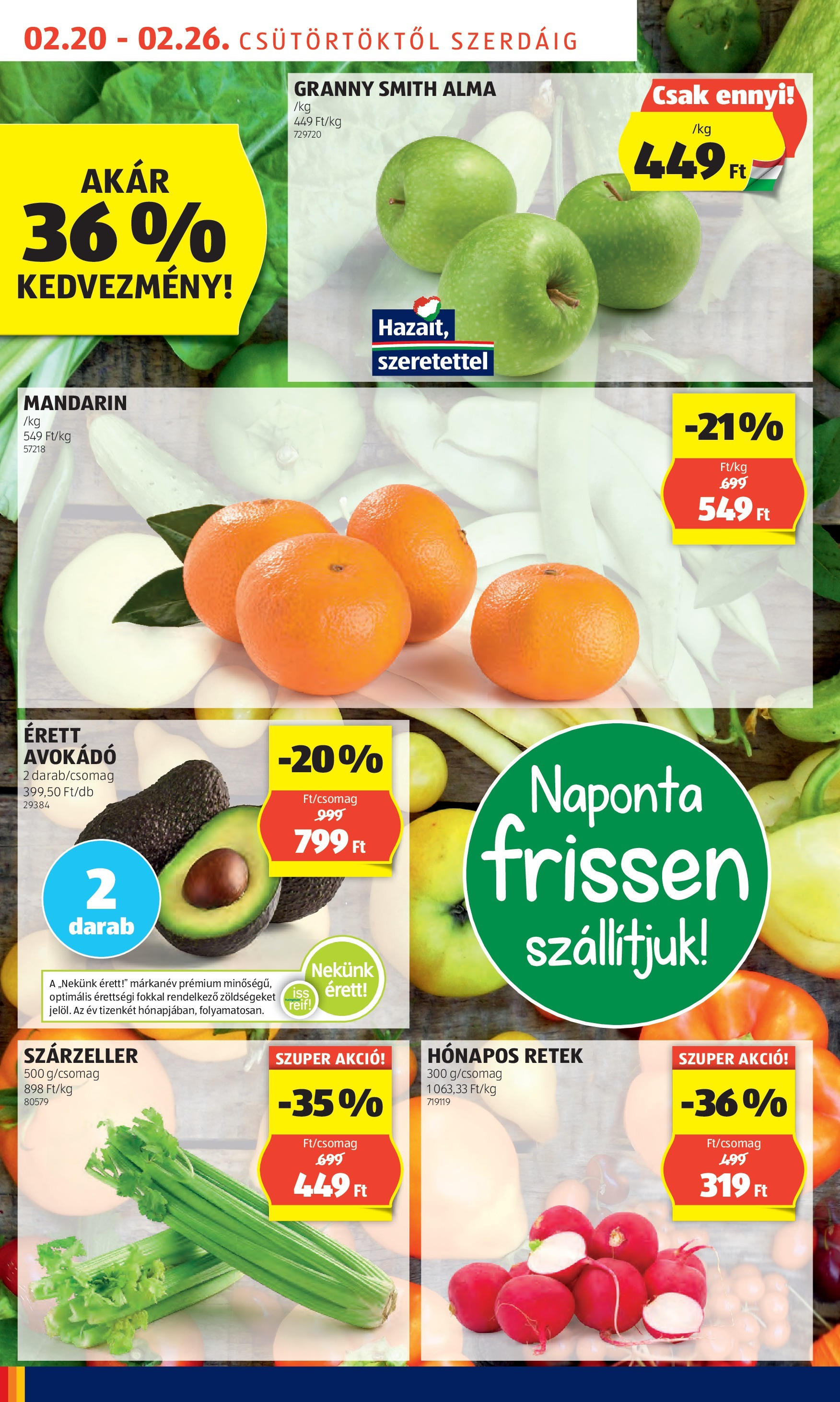 Aldi Akciós újság - 2025.02.20. -tól/töl > akció, lapozható szórólap 🛍️ | Oldal: 4 | Termékek: Retek, Alma, Mandarin, Avokádó