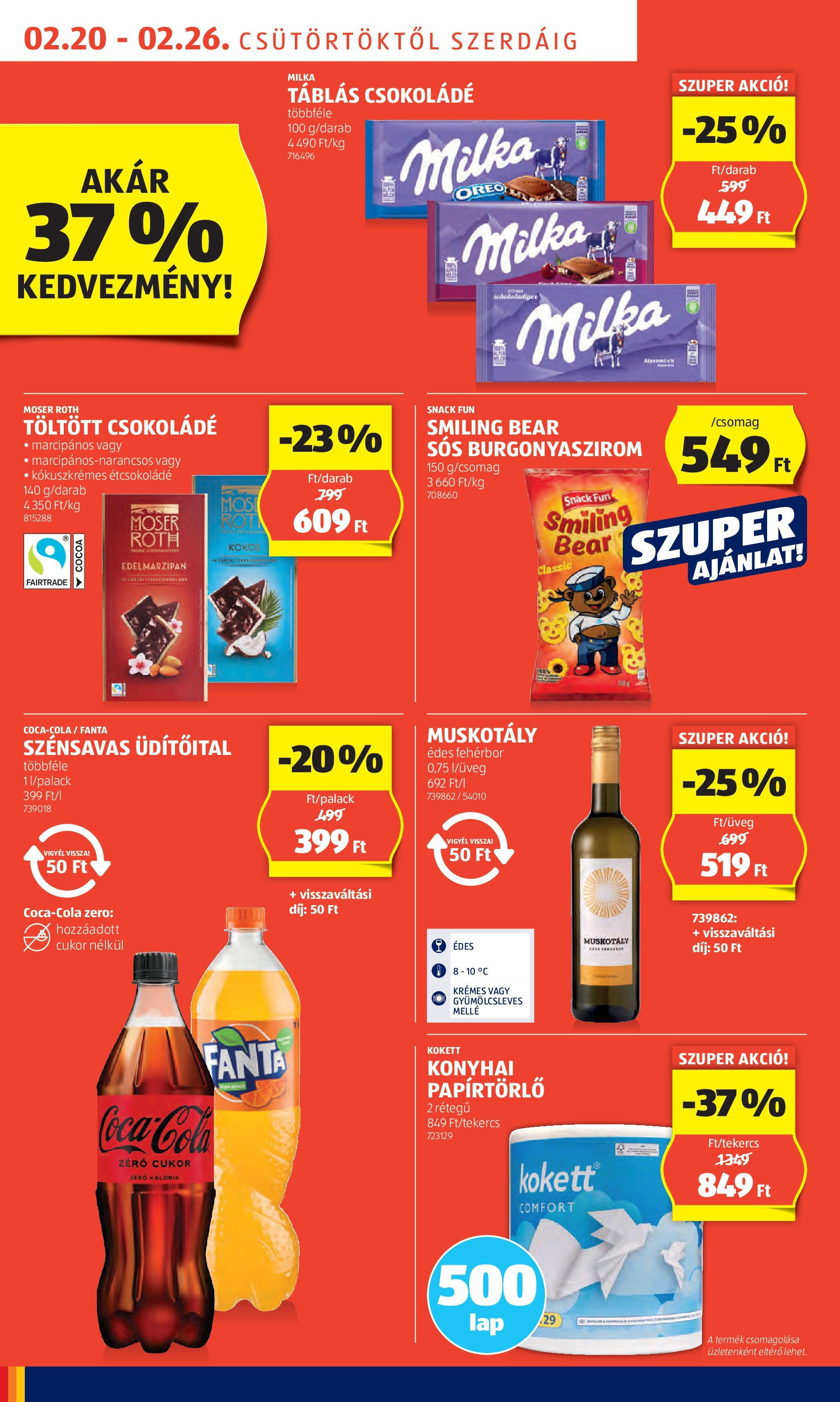 Aldi Akciós újság - 2025.02.20. -tól/töl > akció, lapozható szórólap 🛍️ | Oldal: 8 | Termékek: Fanta, Burgonyaszirom, Csokoládé, Cukor