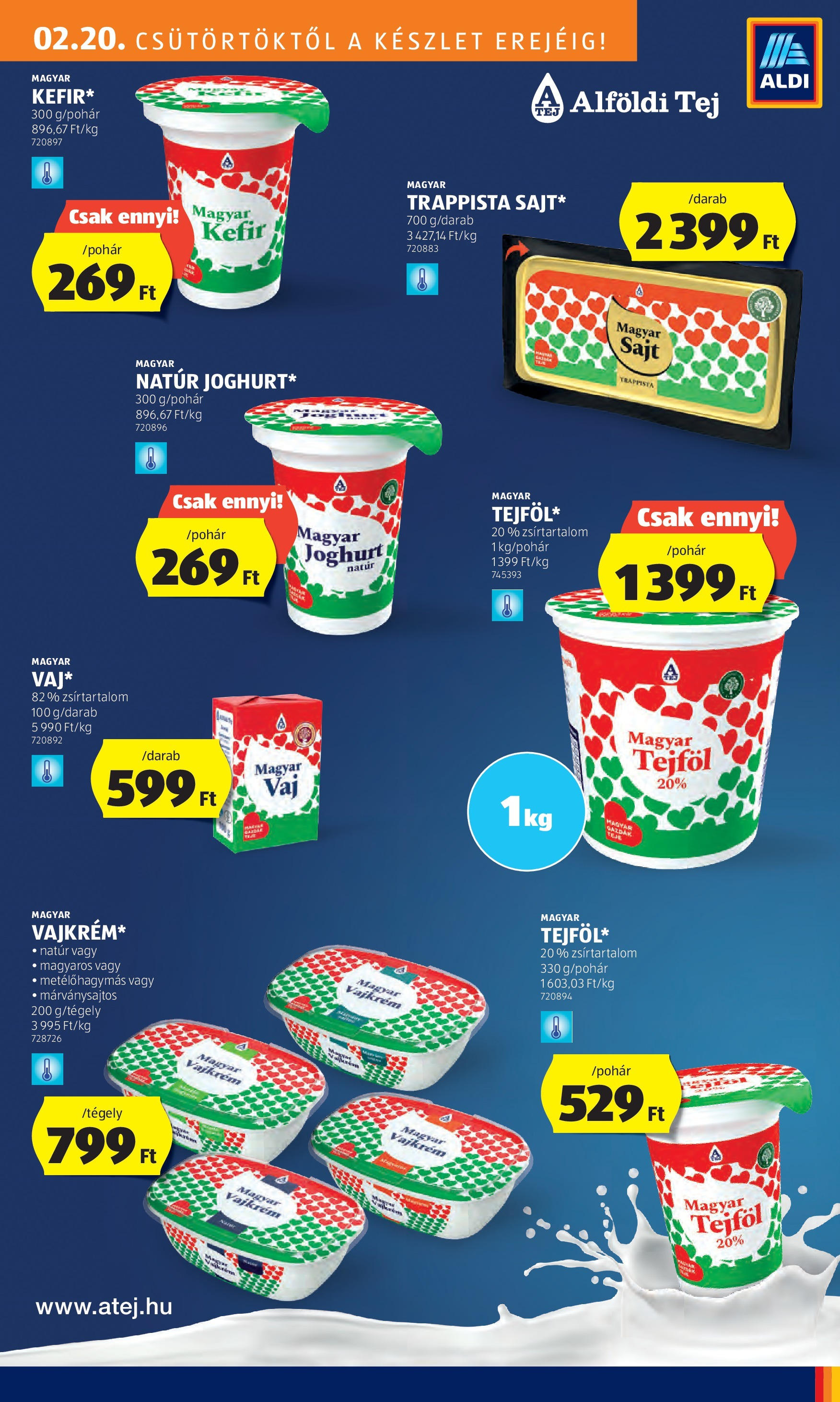 Aldi Akciós újság - 2025.02.20. -tól/töl > akció, lapozható szórólap 🛍️ | Oldal: 19 | Termékek: Sajt, Joghurt, Tejföl, Vajkrém