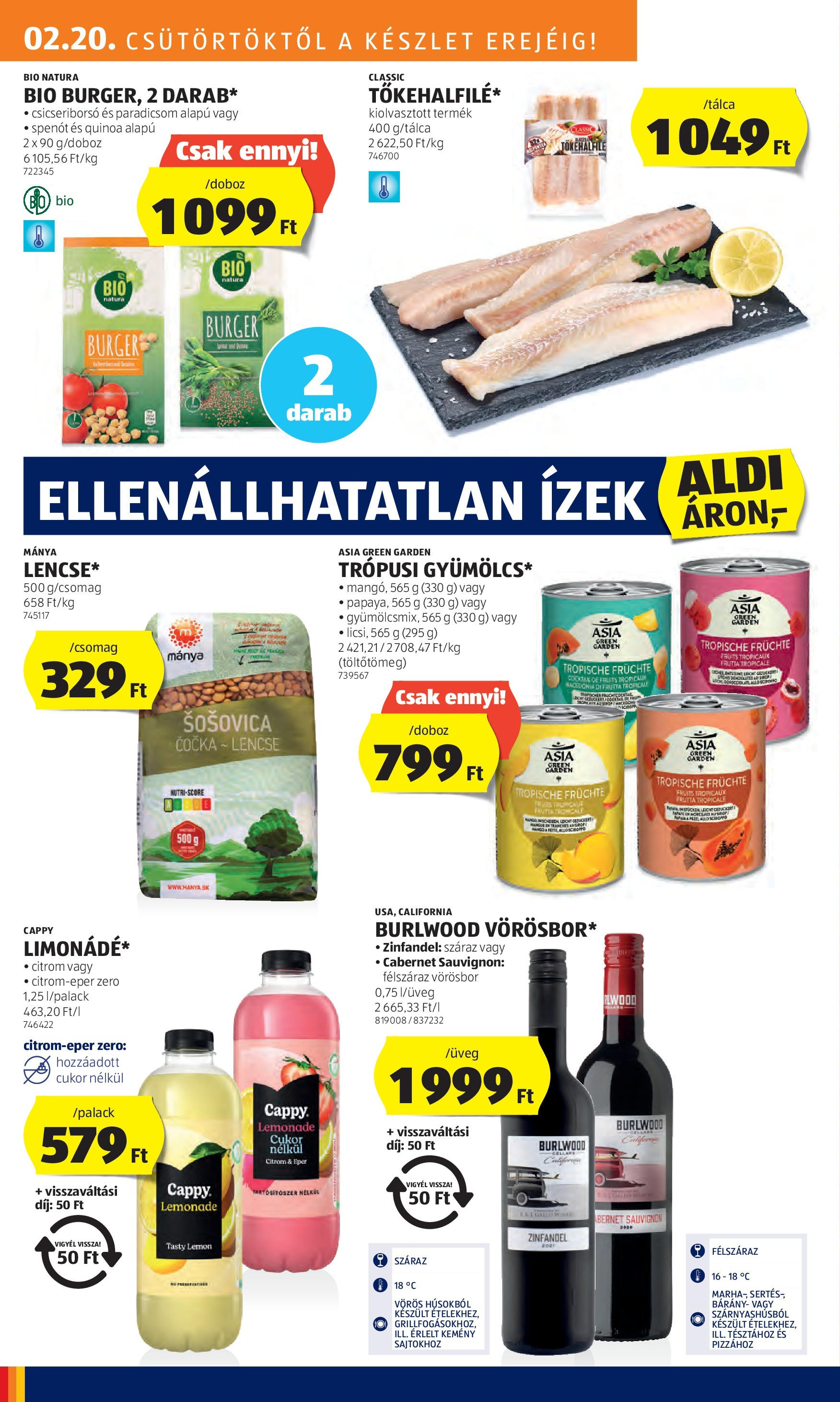 Aldi Akciós újság - 2025.02.20. -tól/töl > akció, lapozható szórólap 🛍️ | Oldal: 20 | Termékek: Csicseriborsó, Lencse, Vörösbor, Citrom