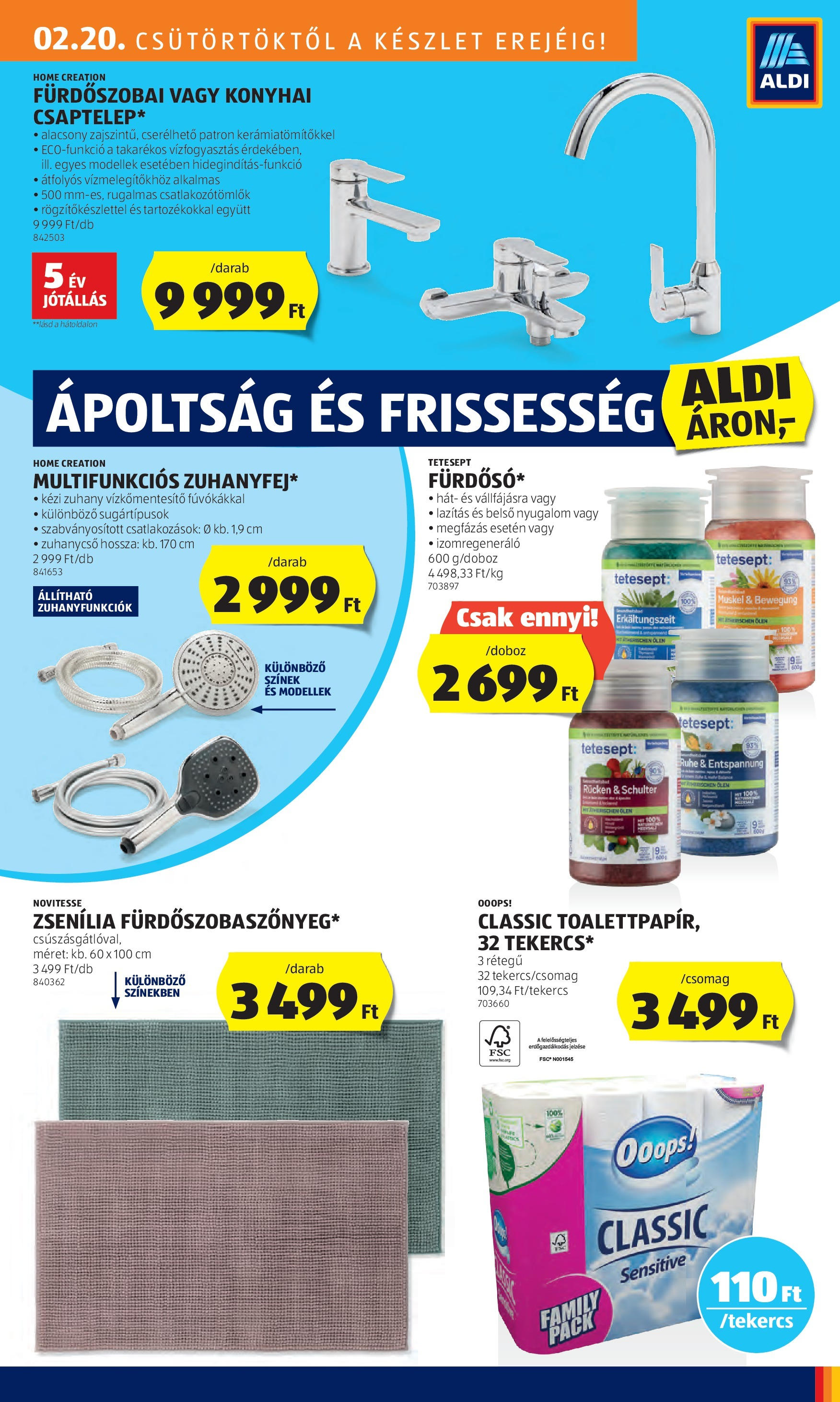 Aldi Akciós újság - 2025.02.20. -tól/töl > akció, lapozható szórólap 🛍️ | Oldal: 31 | Termékek: Zuhany