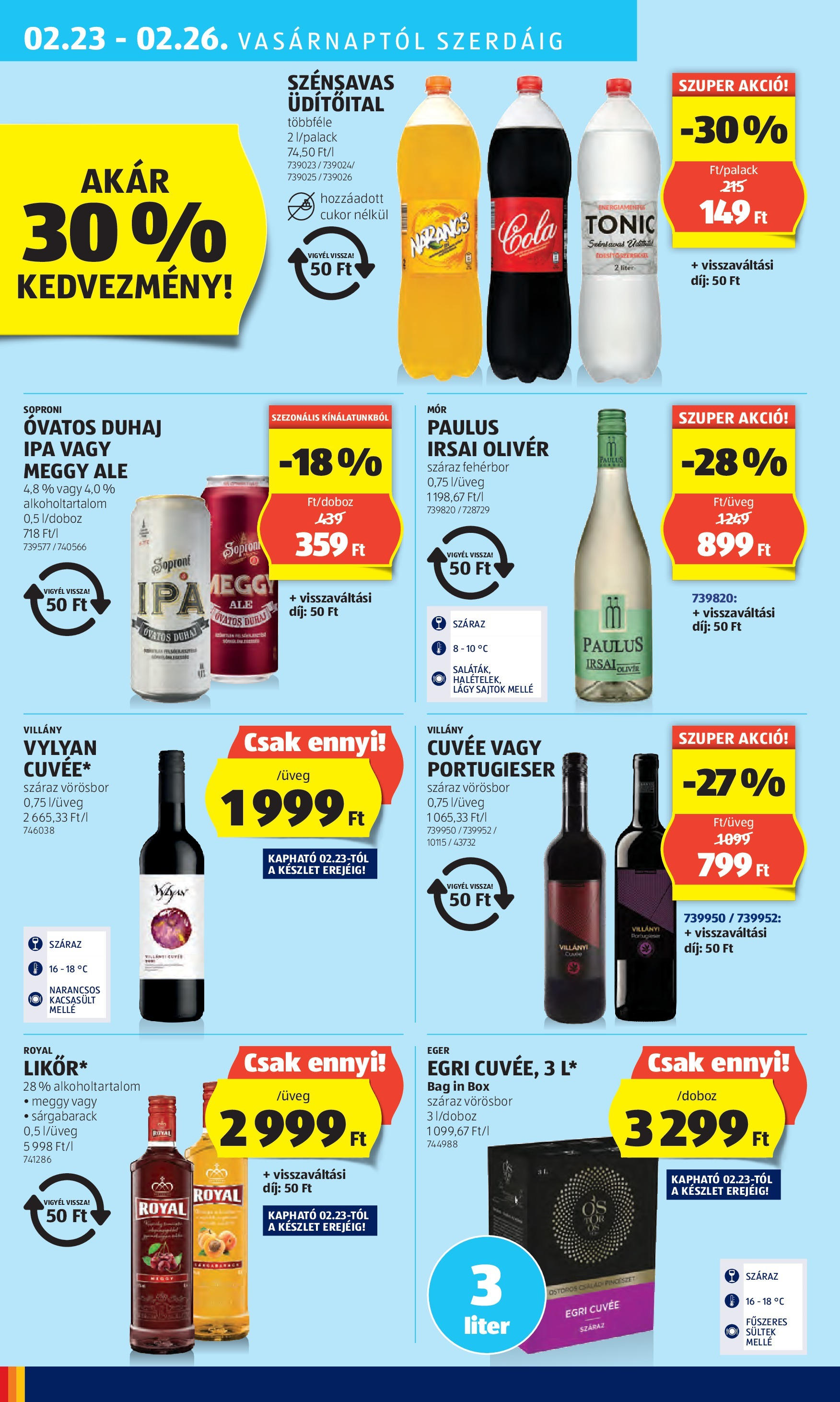 Aldi Akciós újság - 2025.02.20. -tól/töl > akció, lapozható szórólap 🛍️ | Oldal: 40 | Termékek: Sárgabarack, Meggy, Cola, Fehérbor