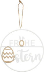 BOLTZE Metallring "Frohe Ostern" mit Holz, weiß