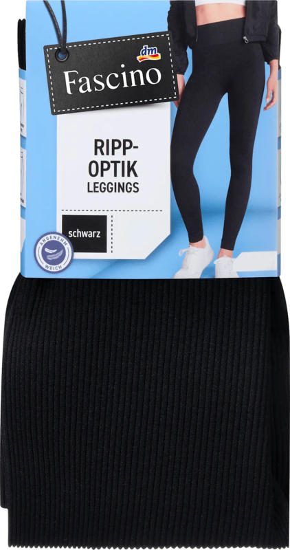 Fascino Leggings in Ripp-Optik schwarz Gr. 38/40