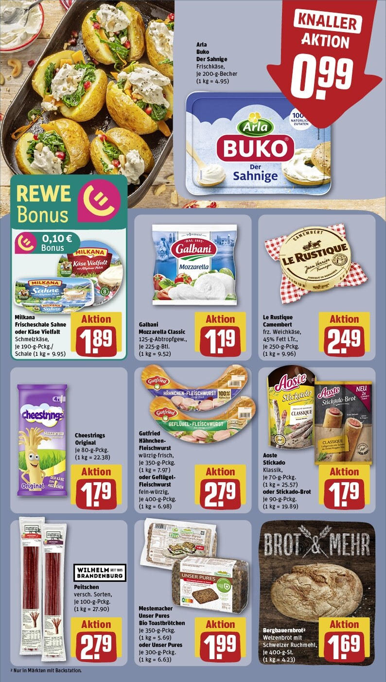 Rewe Prospekt 	 (ab 24.02.2025) zum Blättern » Angebote | Seite: 12 | Produkte: Hahnchen, Mozzarella, Brot, Sahne