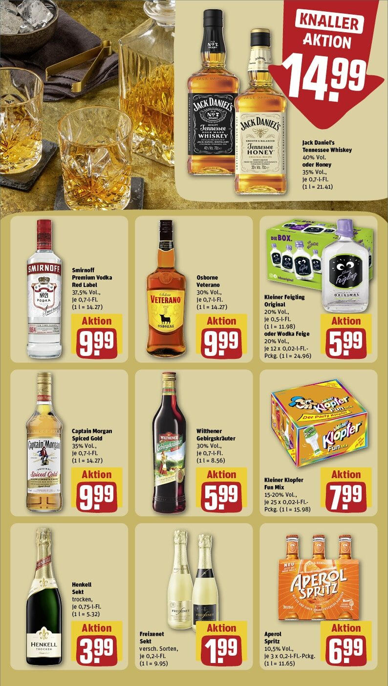 Rewe - Rewe: Wochenangebote (ab 24.02.2025) zum Blättern » Angebote | Seite: 22 | Produkte: Osborne, Kleiner feigling, Aperol, Whiskey