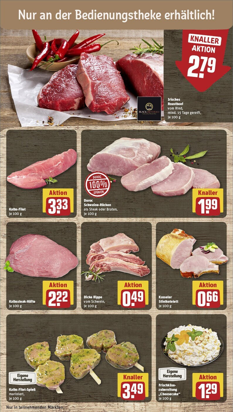 Rewe Prospekt 	 (ab 24.02.2025) zum Blättern » Angebote | Seite: 20 | Produkte: Roastbeef, Schweinerucken, Steak, Frischkase