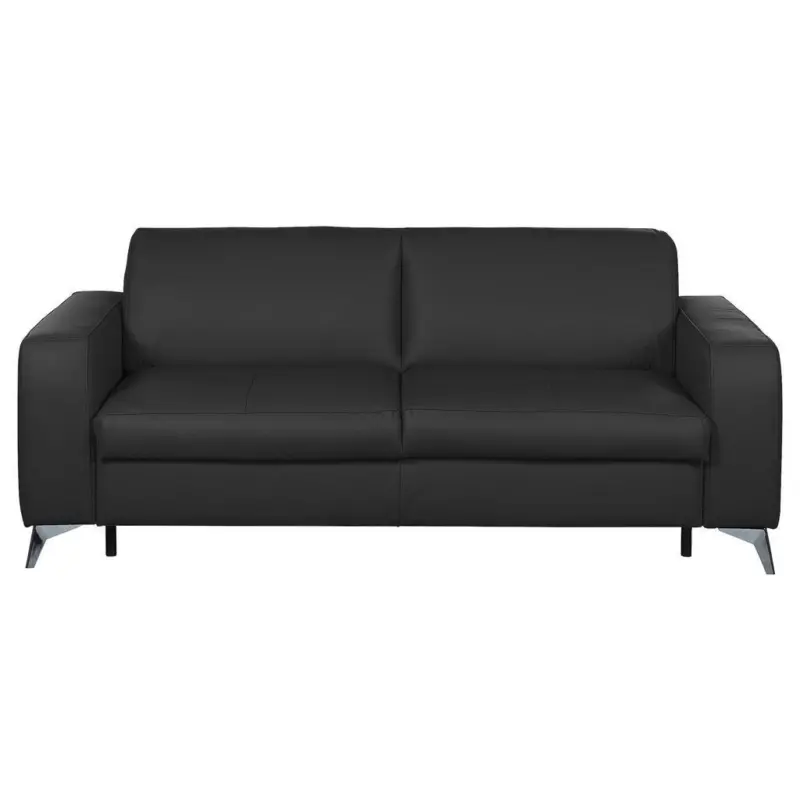 Schlafsofa Aloe Echtleder Schwarz B: 204 cm