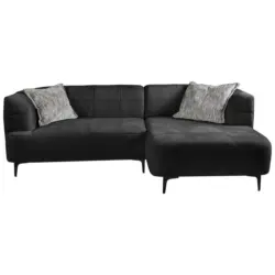 Ecksofa Lou Dunkelgrün/Schwarz, 247 cm