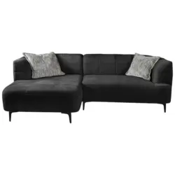 Ecksofa Lou Dunkelgrün/Schwarz, 247 cm