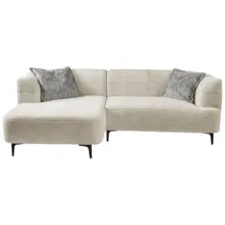 Ecksofa Lou Creme/Schwarz, 158 cm