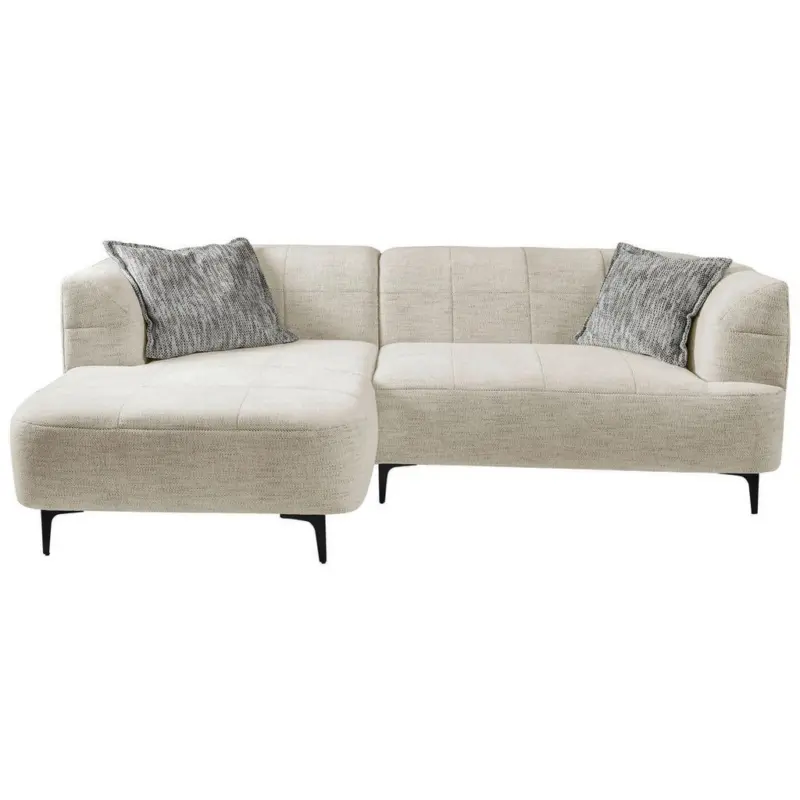 Ecksofa Lou Creme/Schwarz, 158 cm