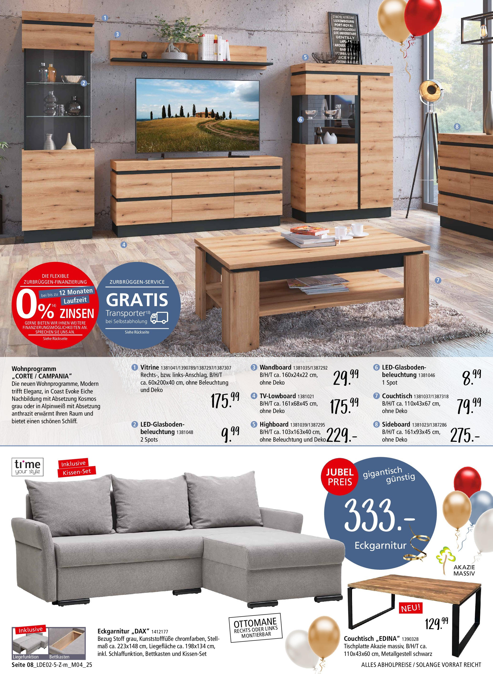 Zurbrüggen Prospekt 	 (ab 22.02.2025) zum Blättern | Seite: 8 | Produkte: Sideboard, HIghboard, Vitrine, Couchtisch