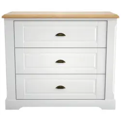 Kommode Echtholz 100 cm Bastide Weiß/Eichefarben