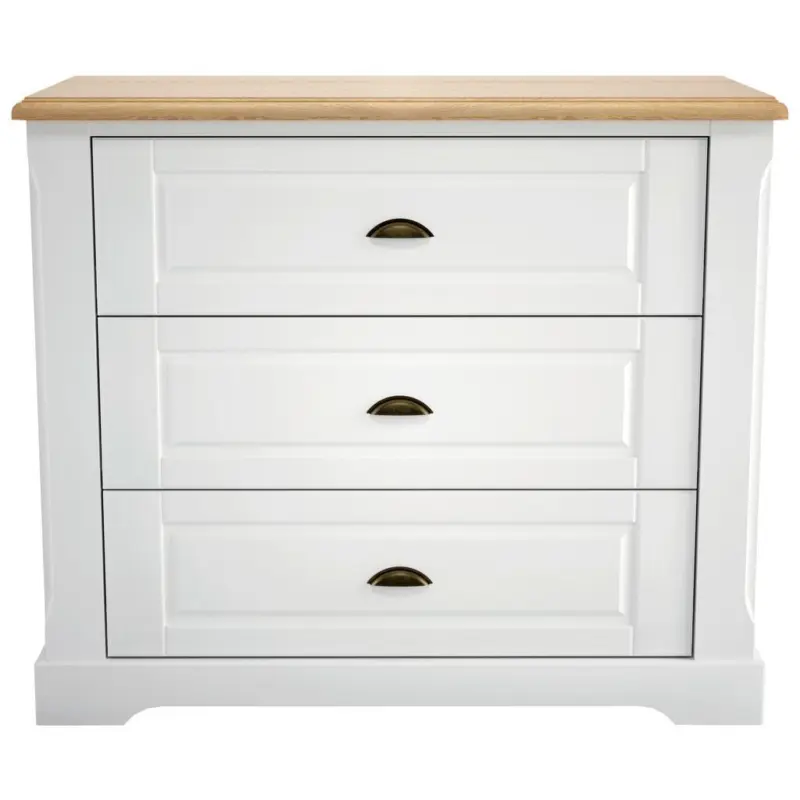 Kommode Echtholz 100 cm Bastide Weiß/Eichefarben